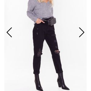 Nasty Gal Black Ripped Mom Jeans NWT